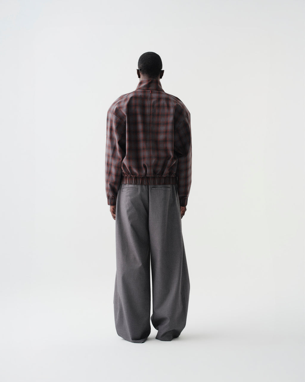 Composed High-neck Jacket - Grid