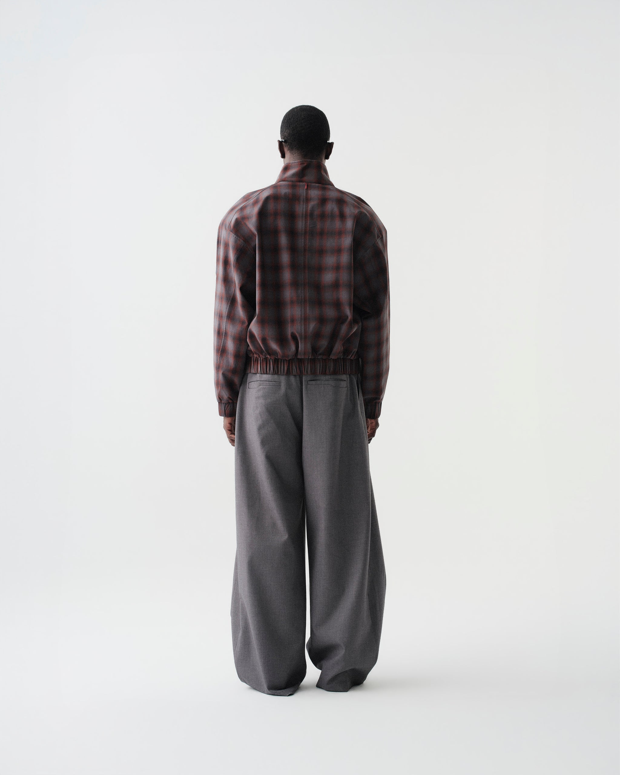 Composed High-neck Jacket - Grid