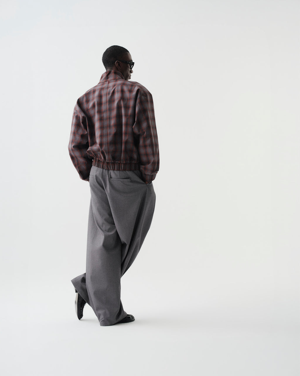 Composed High-neck Jacket - Grid