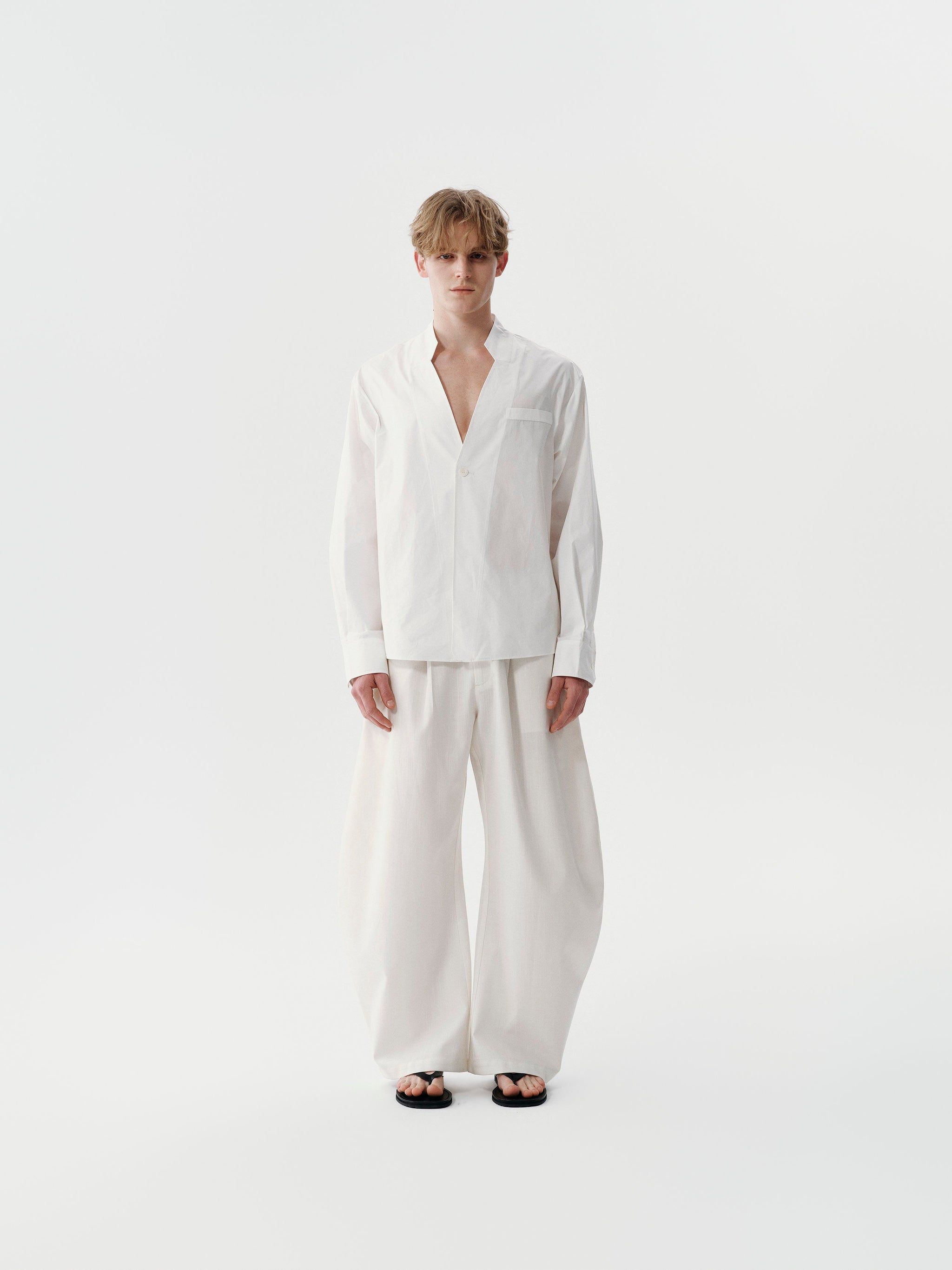 Cut Collar Shirt in White