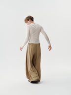 Drape Pleated Pants — Sand Beige