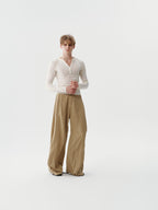Drape Pleated Pants — Sand Beige