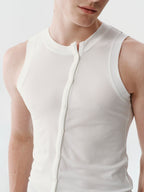 Shift Button Knit Vest in Black