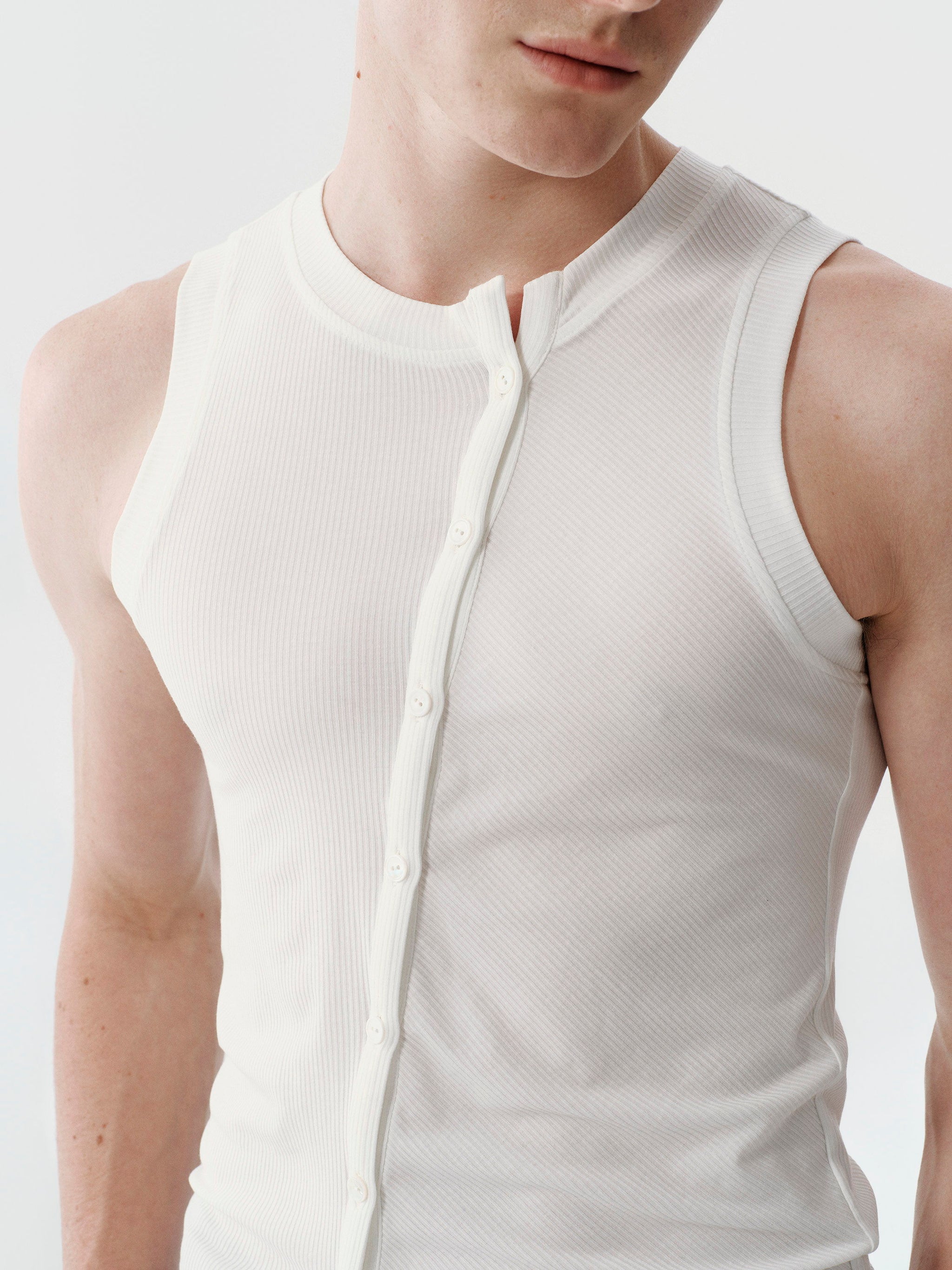 Shift Button Knit Vest in Black