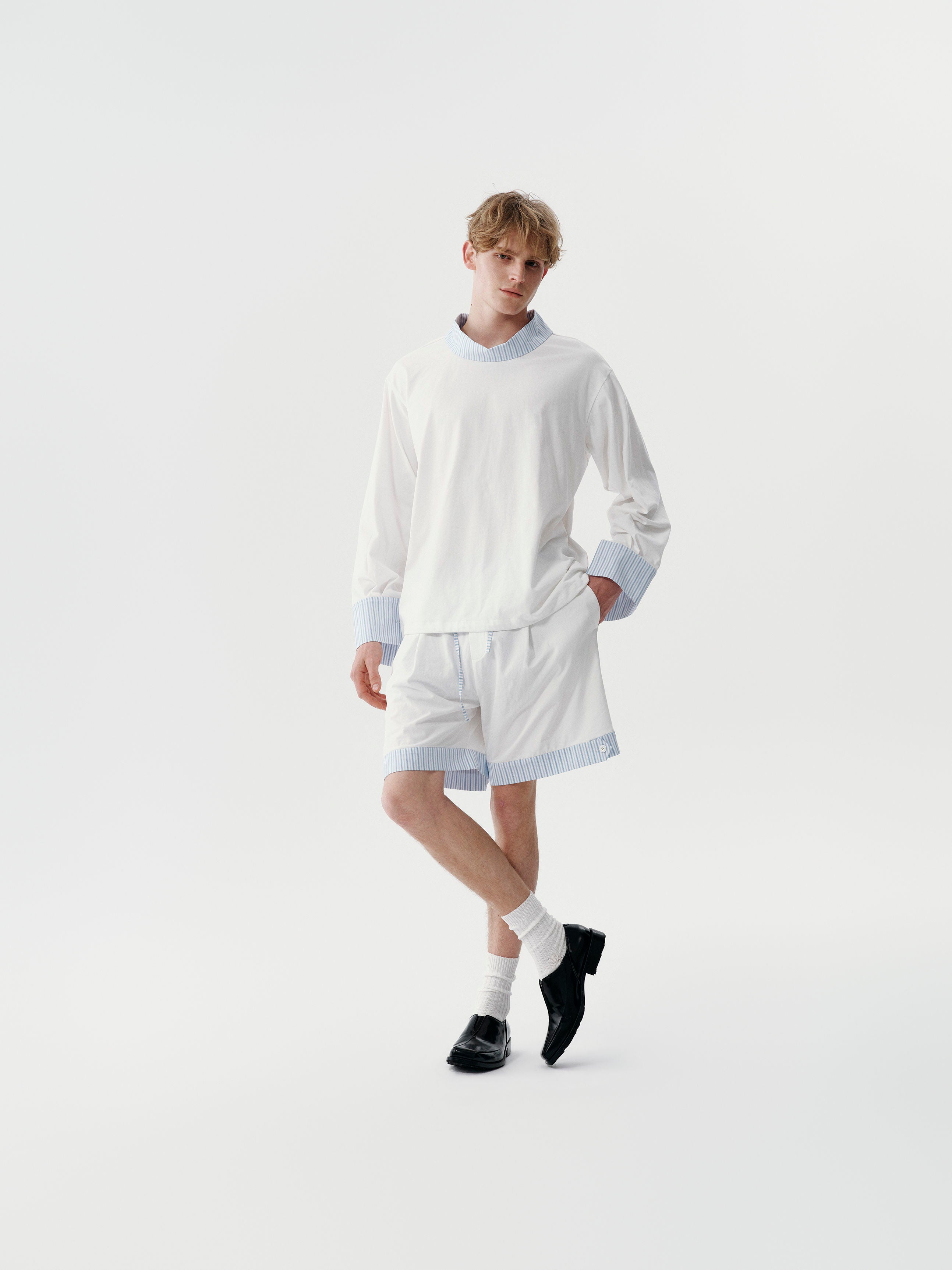 Shirt Collar Pullover in White