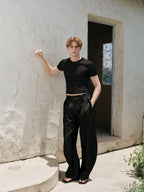 YHONE Essential Henley Top slim short-sleeve henley tee, image 04
