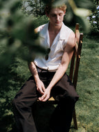 YHONE Open Collar Shirt Vest sleeveless lyocell linen top, image 08
