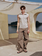 YHONE Zip Collar Vest striped sleeveless top with half zip, image 04