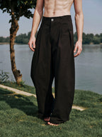 YHONE Bold Flow Pants pima cotton trousers with barrel-leg shape, image 02