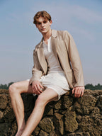 YHONE Cut Pocket Shorts lyocell linen shorts with layered pockets, image 06