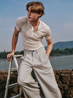 YHONE Essential Henley Top slim short-sleeve henley tee, image 10