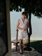 YHONE Open Collar Shirt Vest sleeveless lyocell linen top, image 03