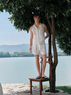 YHONE Cut Pocket Shorts lyocell linen shorts with layered pockets, image 03