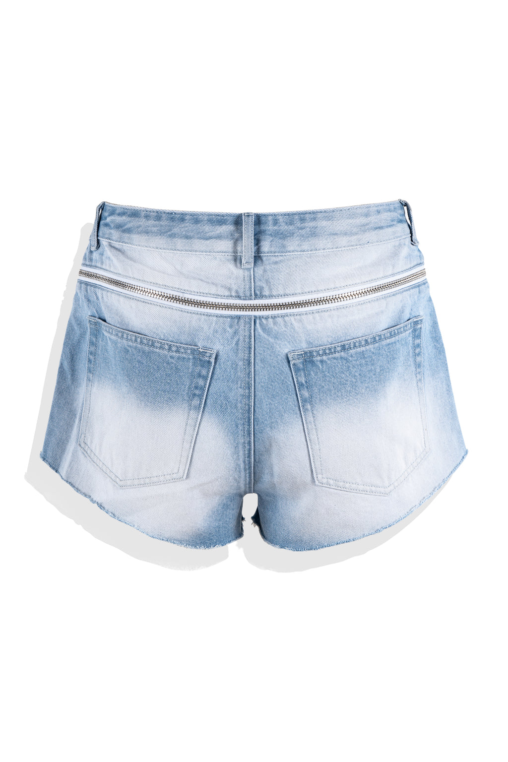 Light Blue Zipper Denim Shorts - YHONE