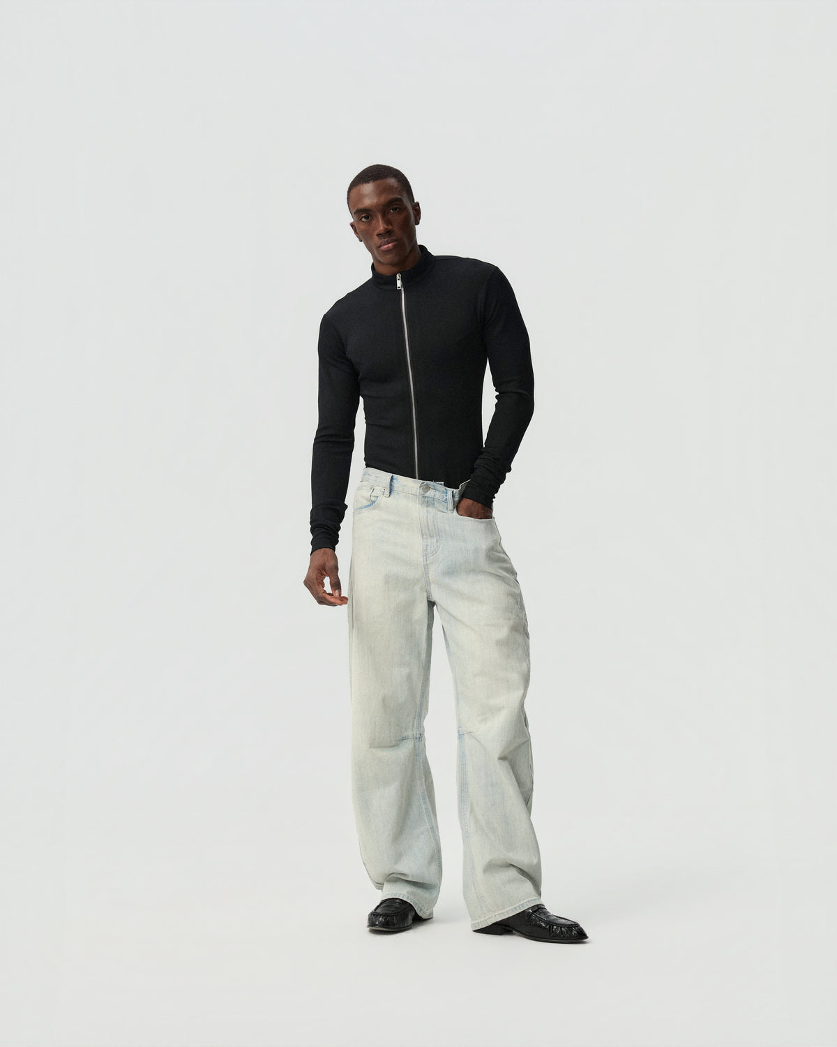 Light Twisted Denim Pants — styling view