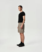 Cuff Pleated Shorts in Khaki