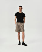 Cuff Pleated Shorts in Khaki