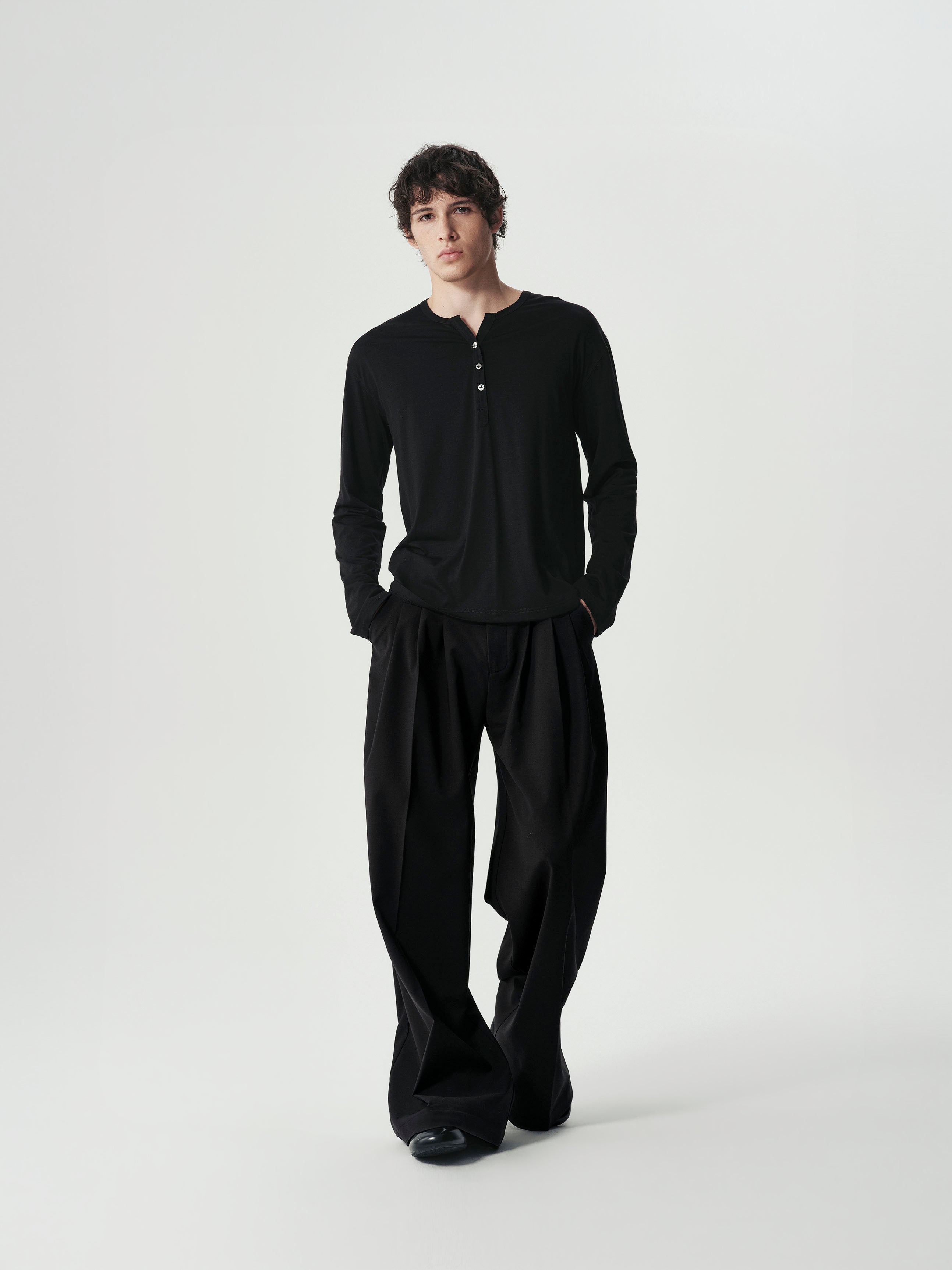 Triple-Pleat Wide Trousers