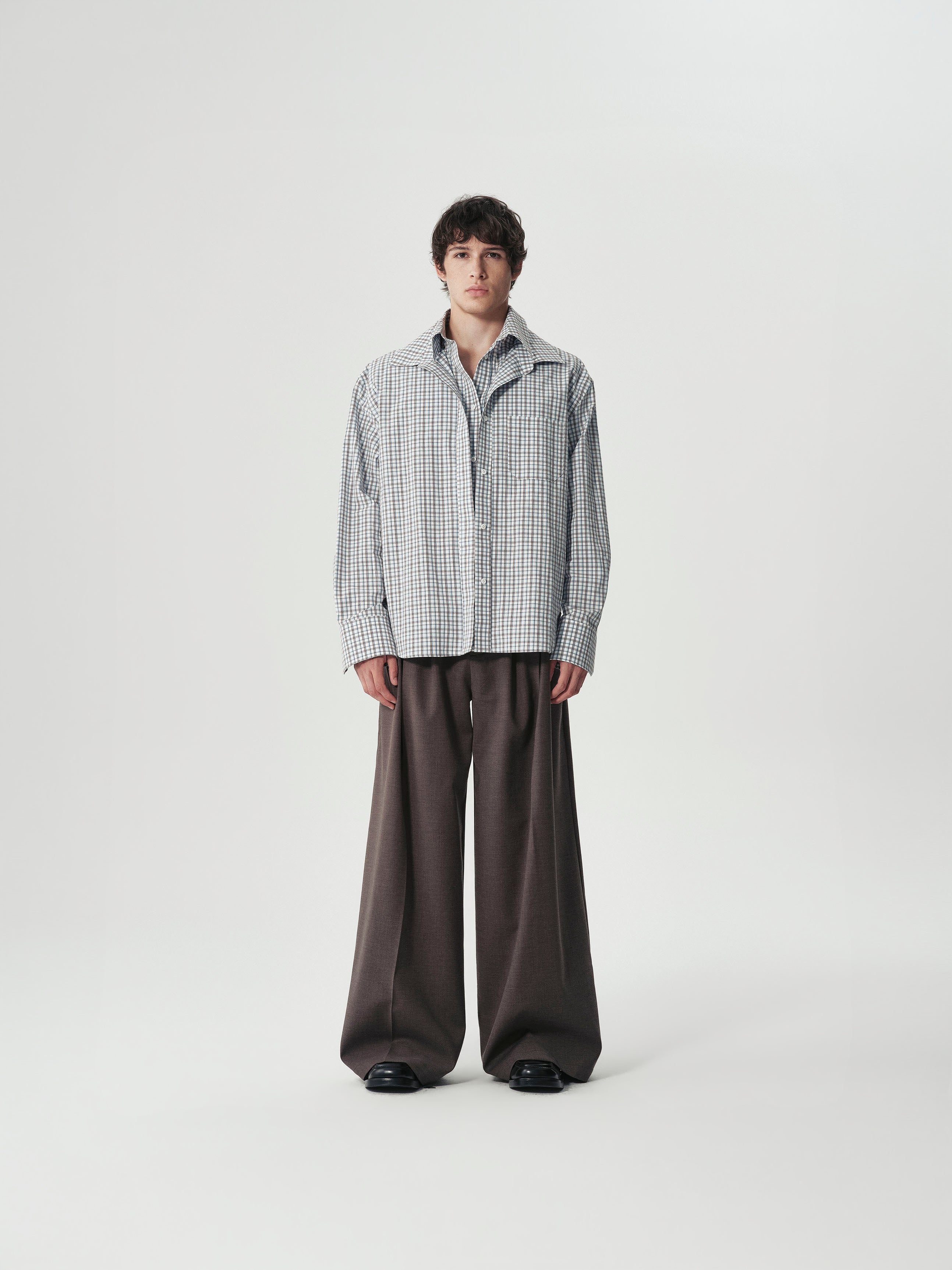Triple-Pleat Wide Trousers