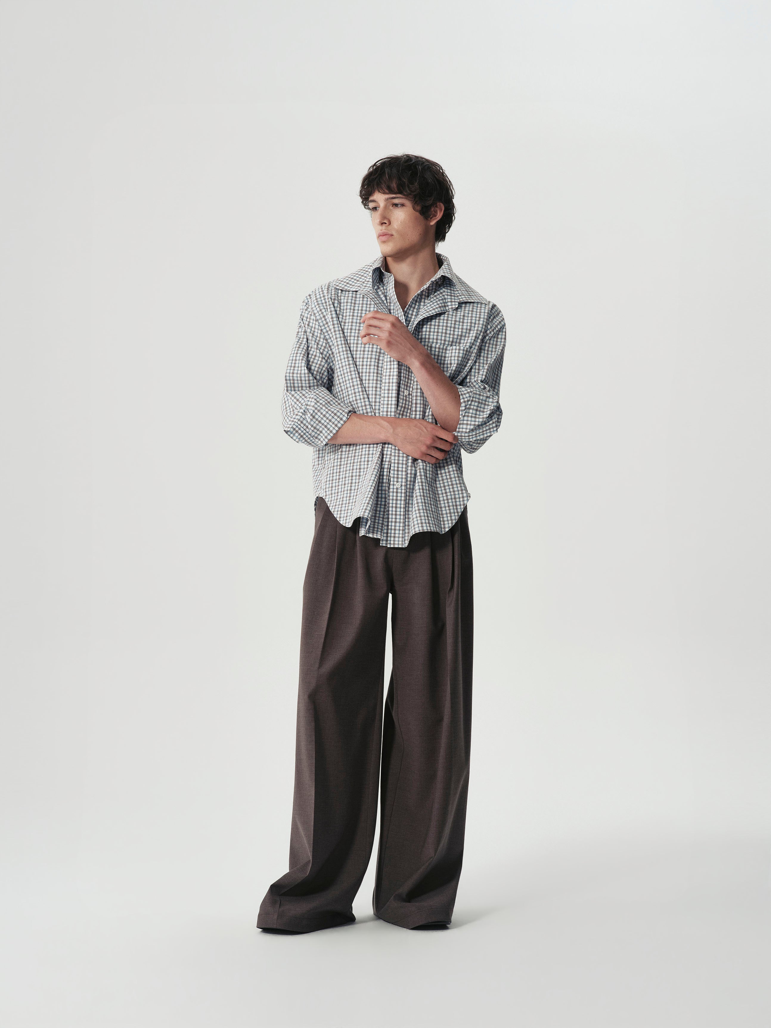 Triple-Pleat Wide Trousers