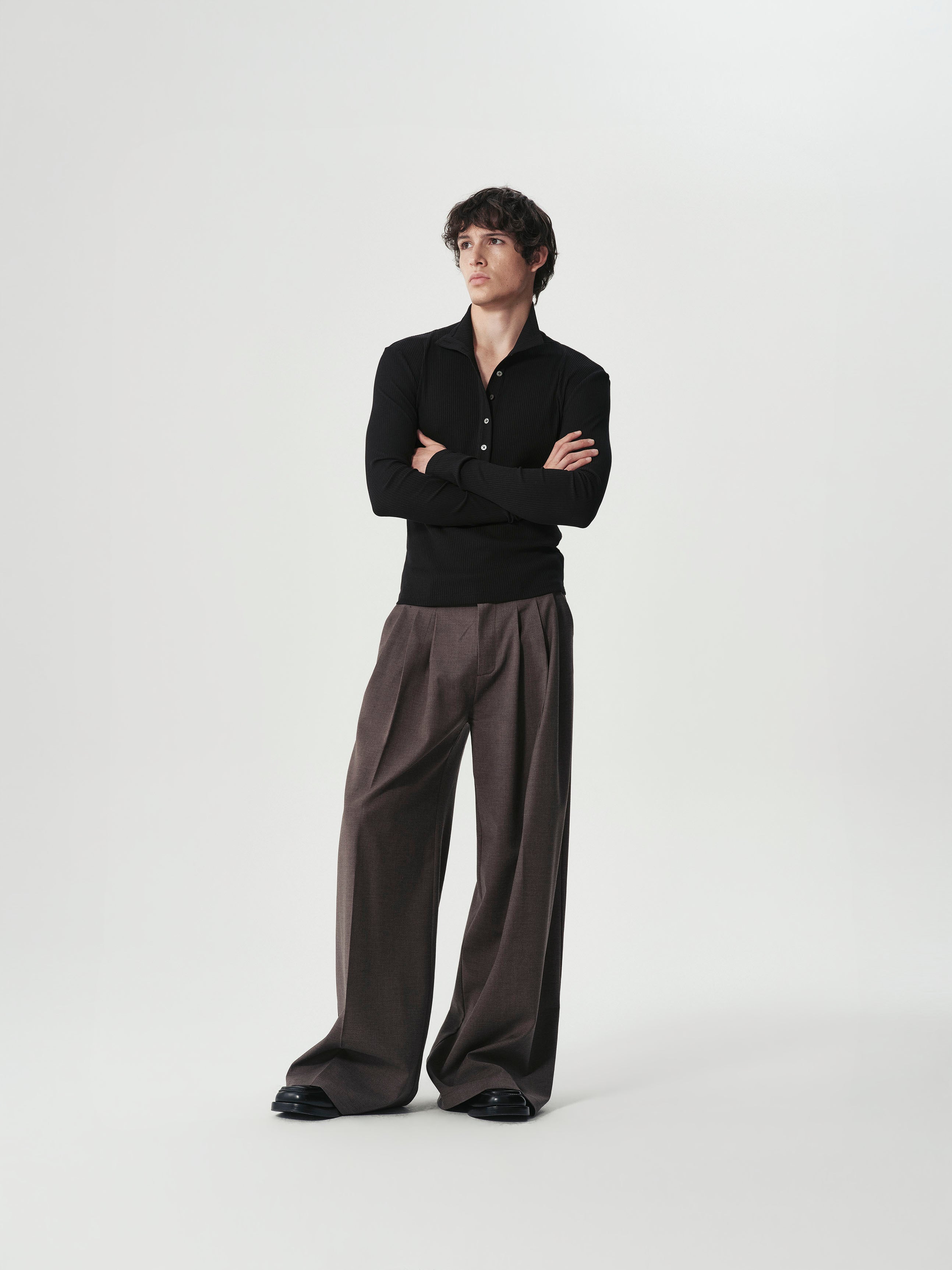 Triple-Pleat Wide Trousers