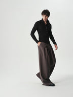 Triple-Pleat Wide Trousers