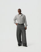 Pleated Barrel Trousers — styling view