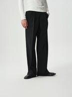 Single-Pleat Tapered Trousers in Black, main view