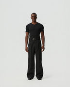 Single-Pleat Tapered Trousers — styling view