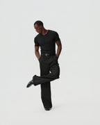 Single-Pleat Tapered Trousers — styling view