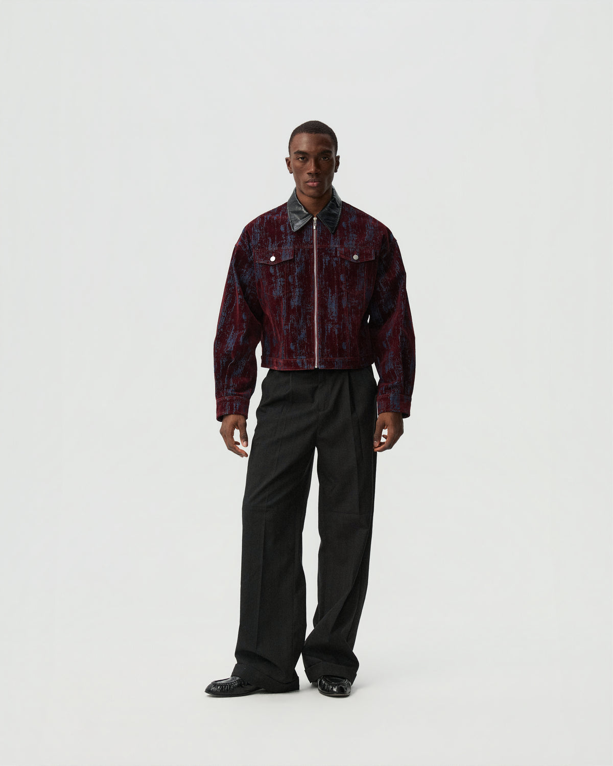Single-Pleat Tapered Trousers — styling view