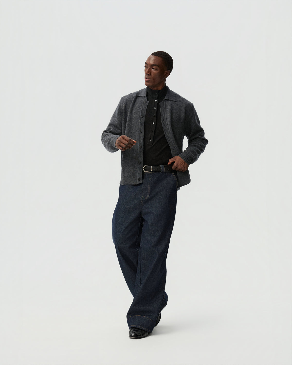 Raw Straight-Leg Jeans — styling view