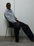 Raw Straight-Leg Jeans — styling view