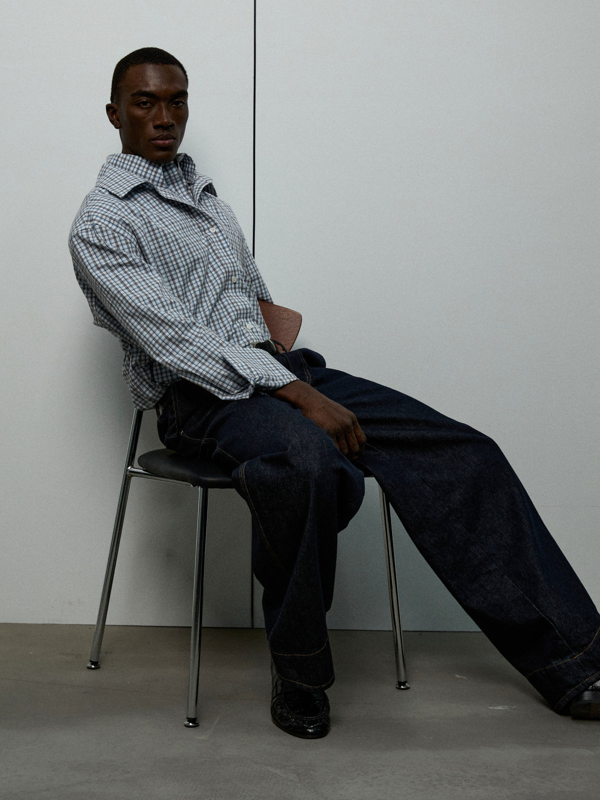 Raw Straight-Leg Jeans — styling view