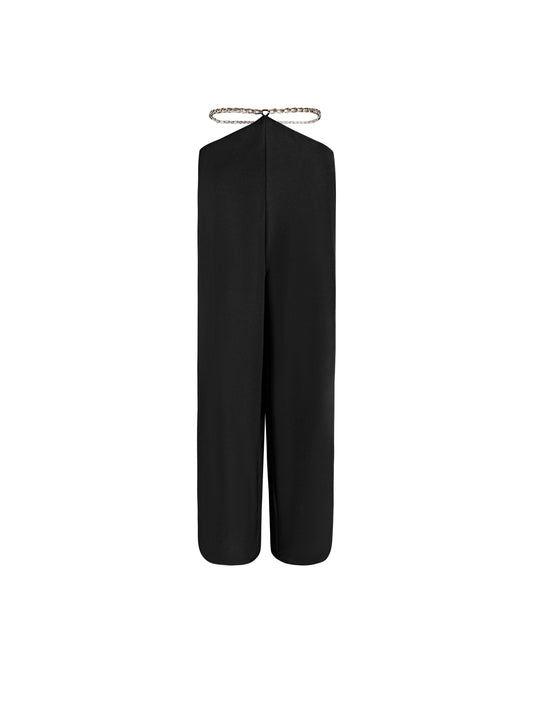 Black trousers with chain drape detail