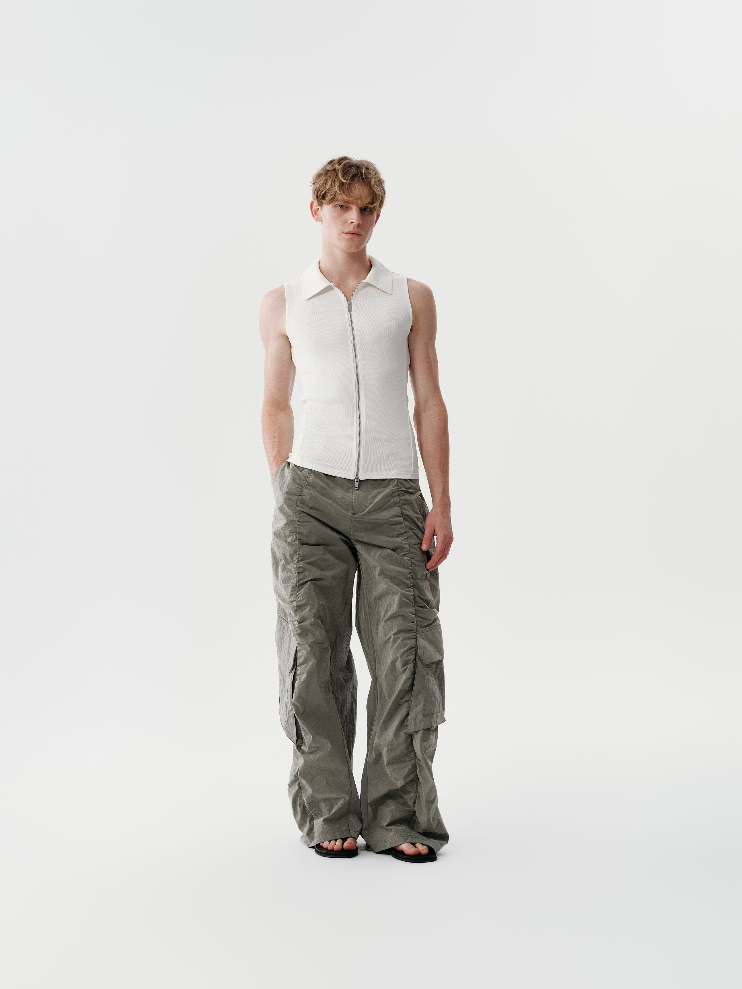 Tension Line Nylon Pants in Black