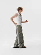 Tension Line Nylon Pants in Black