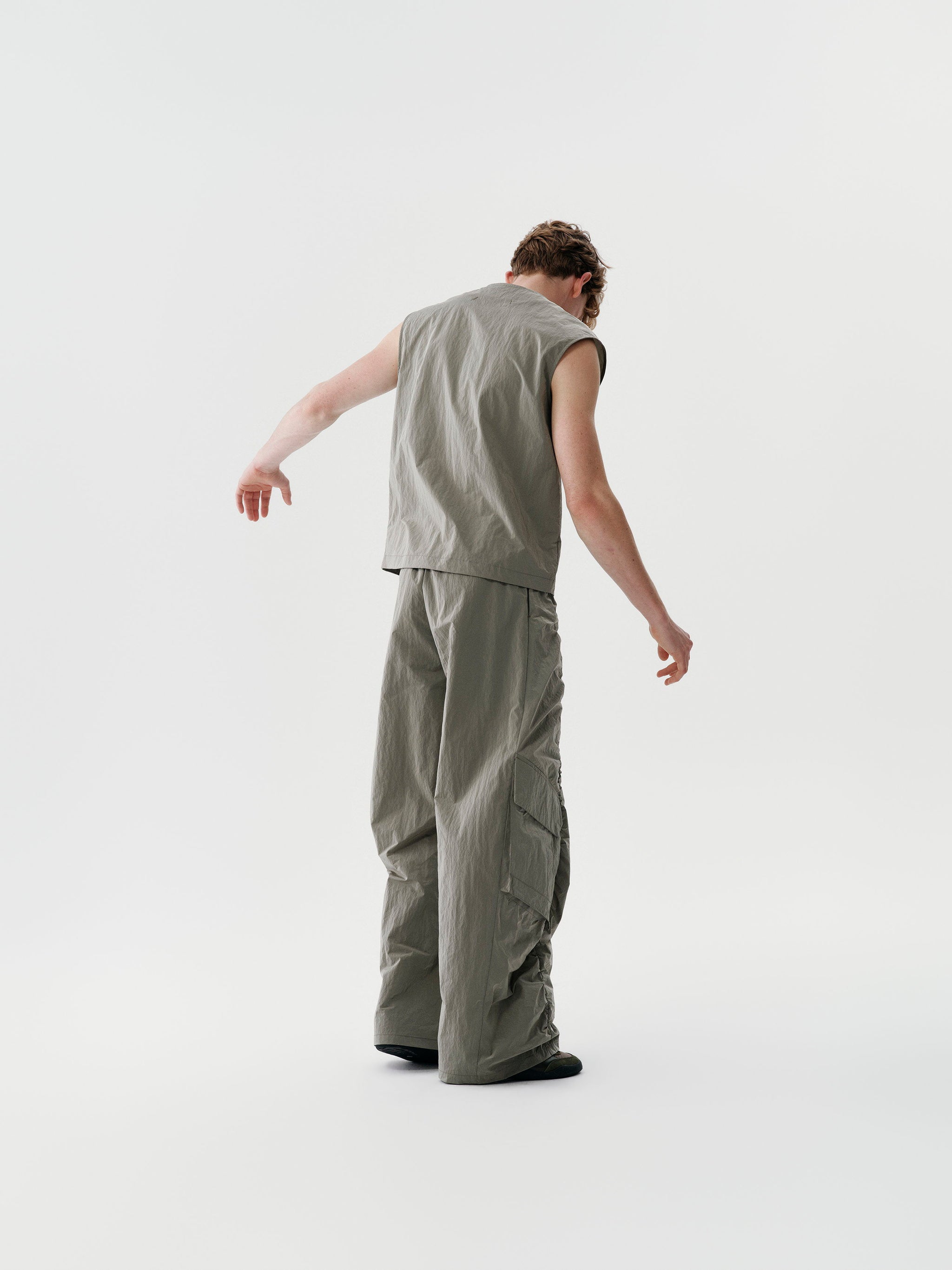 Diagonal Zip Vest in Dusty Olive