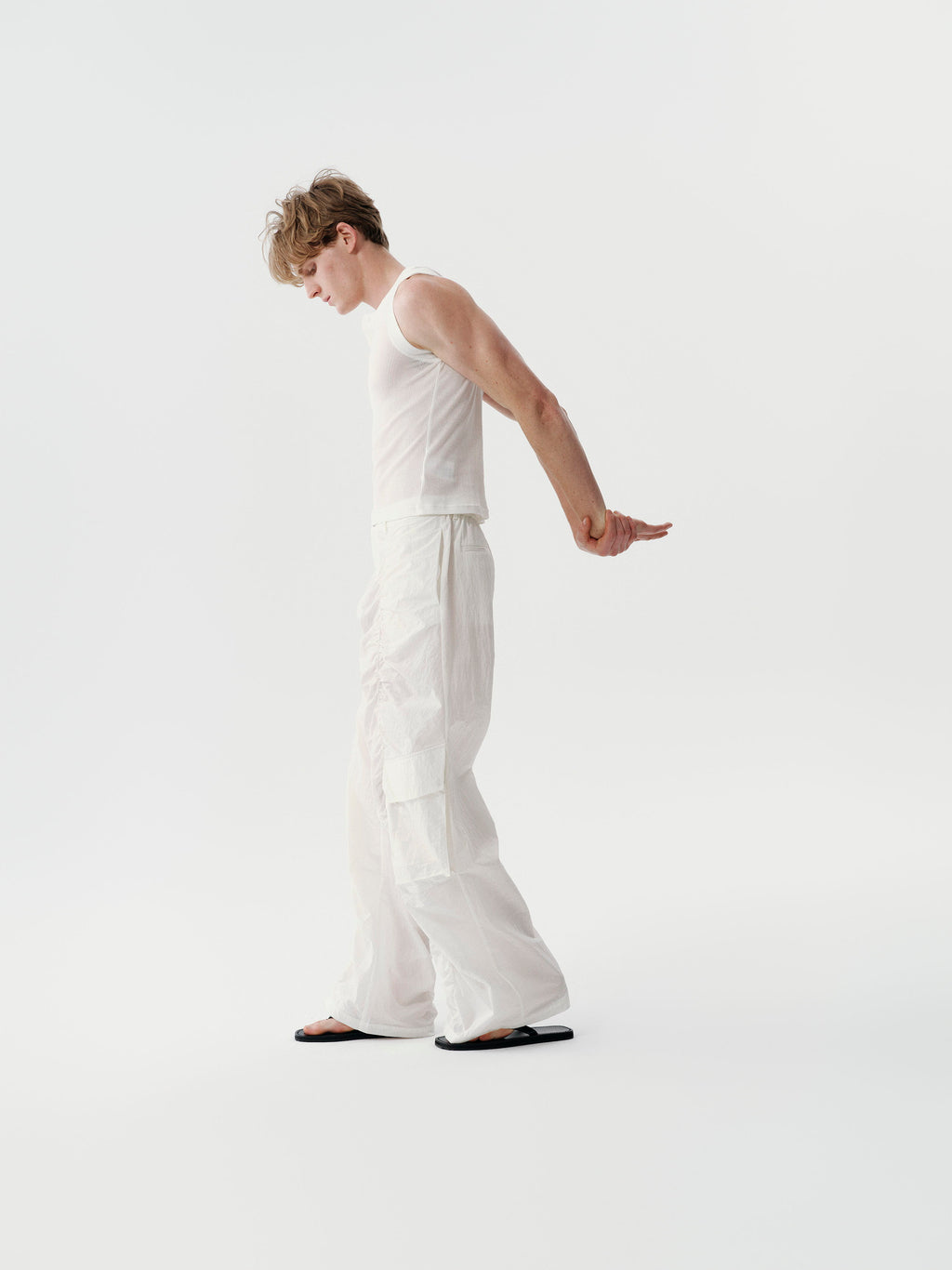 Tension Line Nylon Pants in White