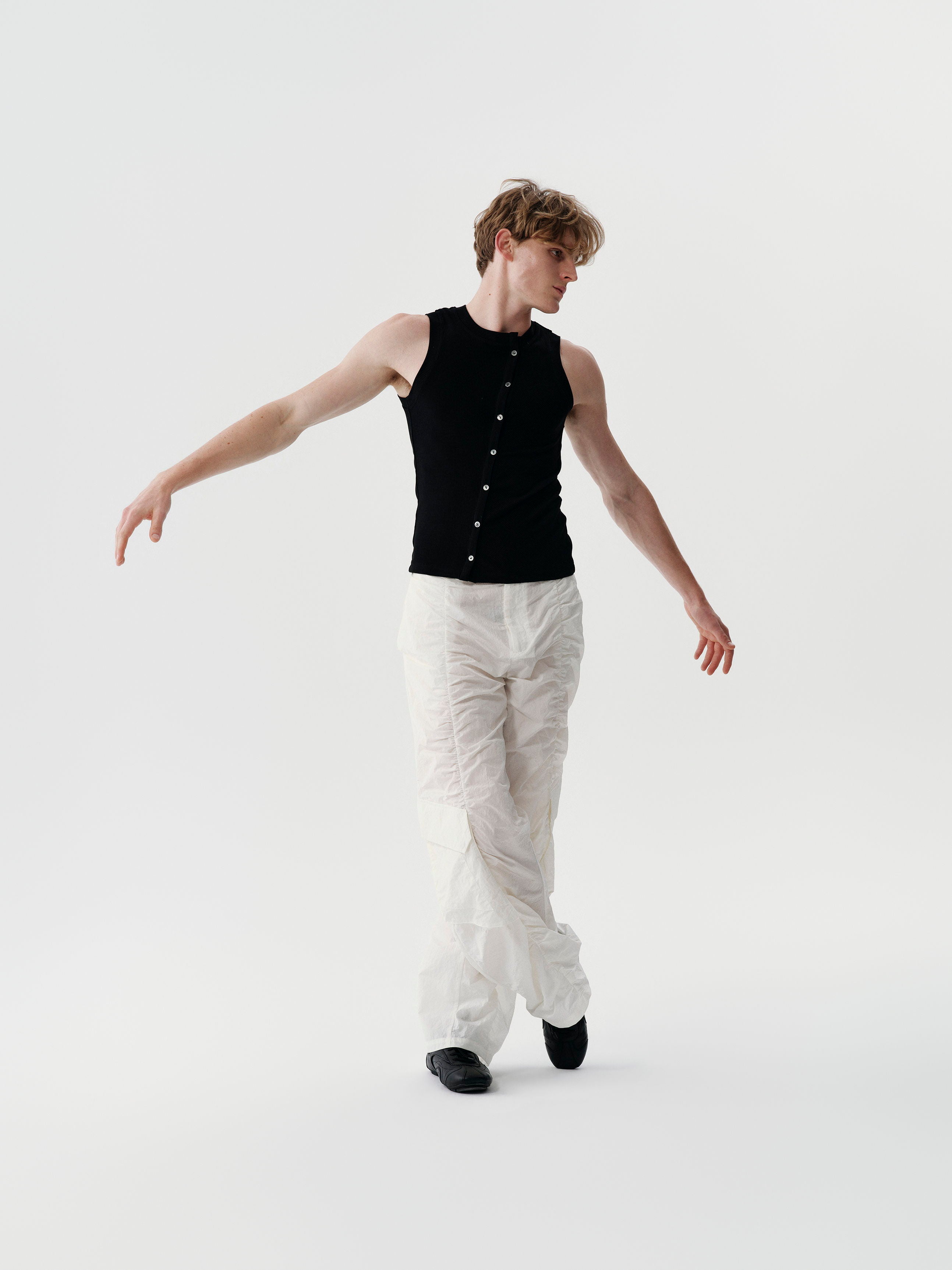 Tension Line Nylon Pants in White