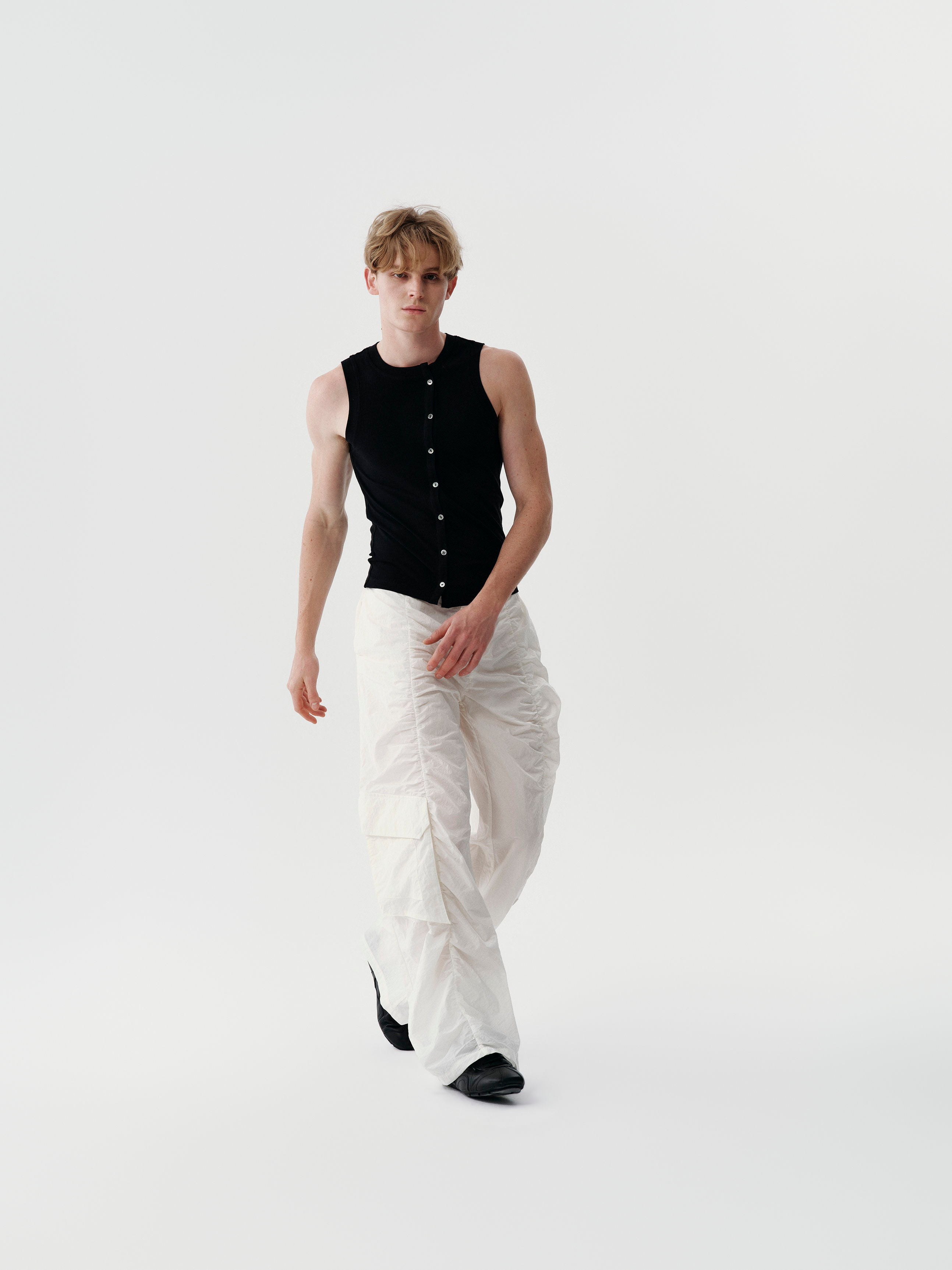 Shift Button Knit Vest in Gold