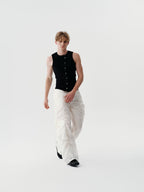 Tension Line Nylon Pants in White