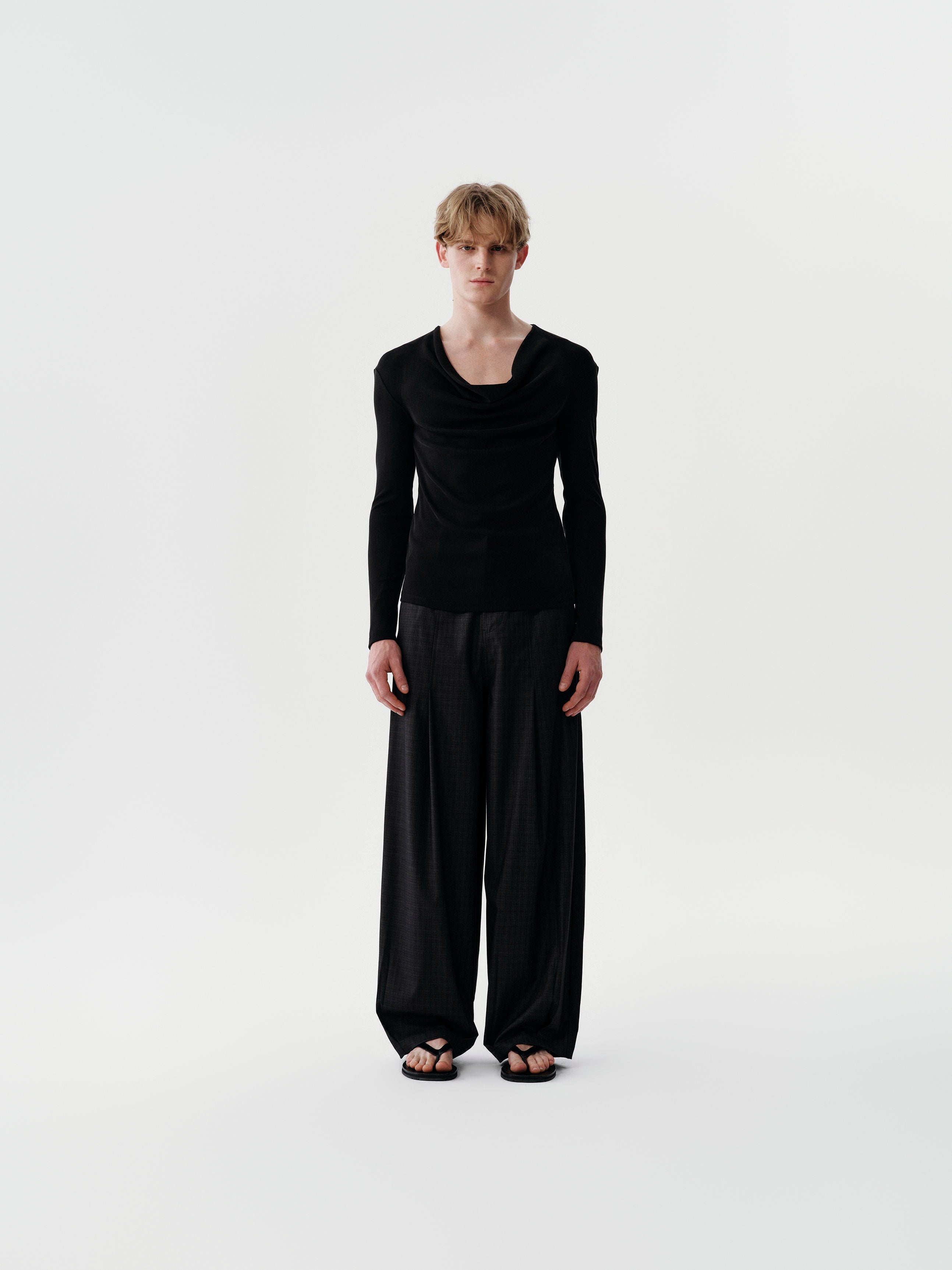 Calm Volume Trousers in Black Stripes
