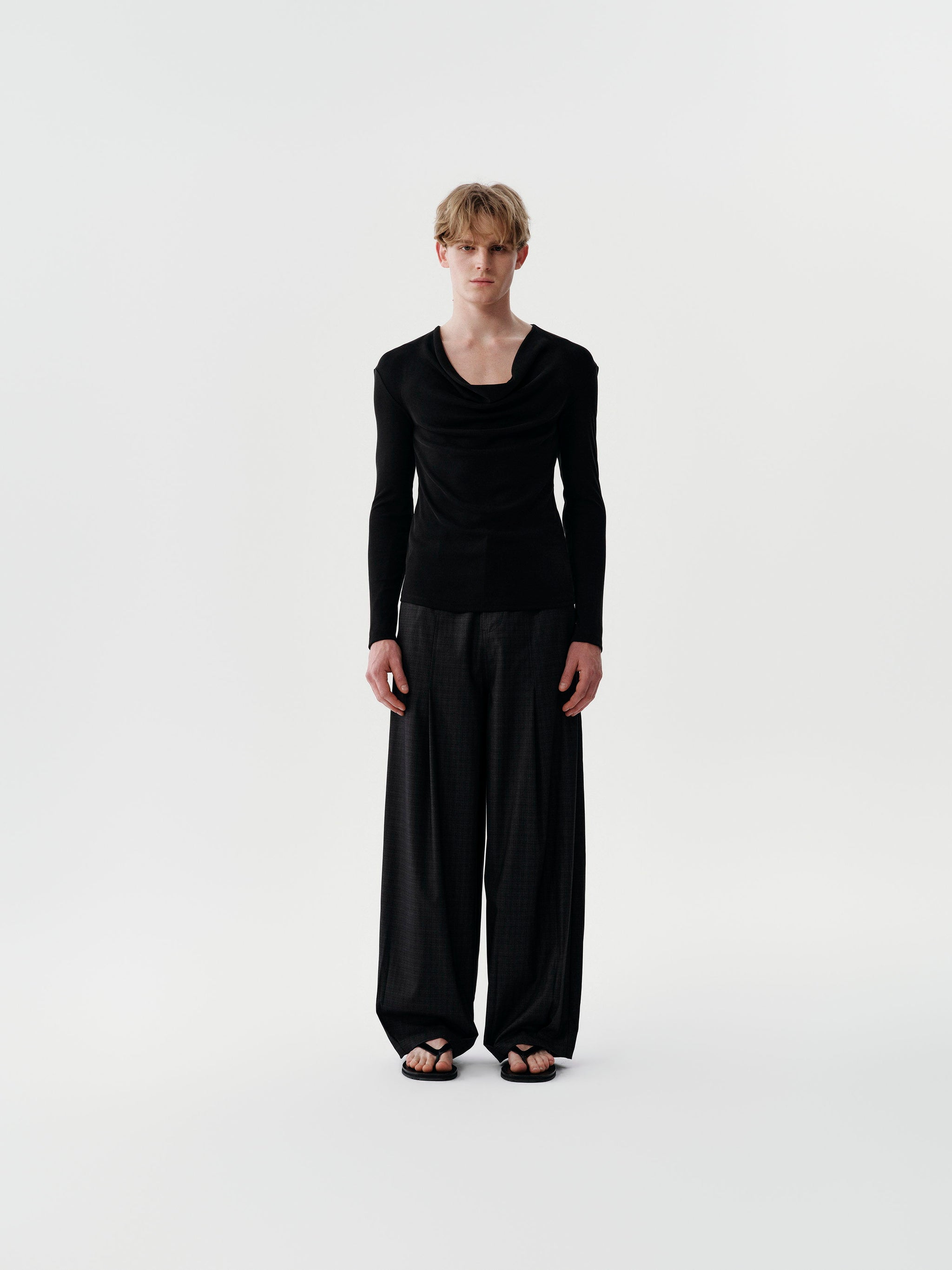 Calm Volume Trousers in Black Stripes