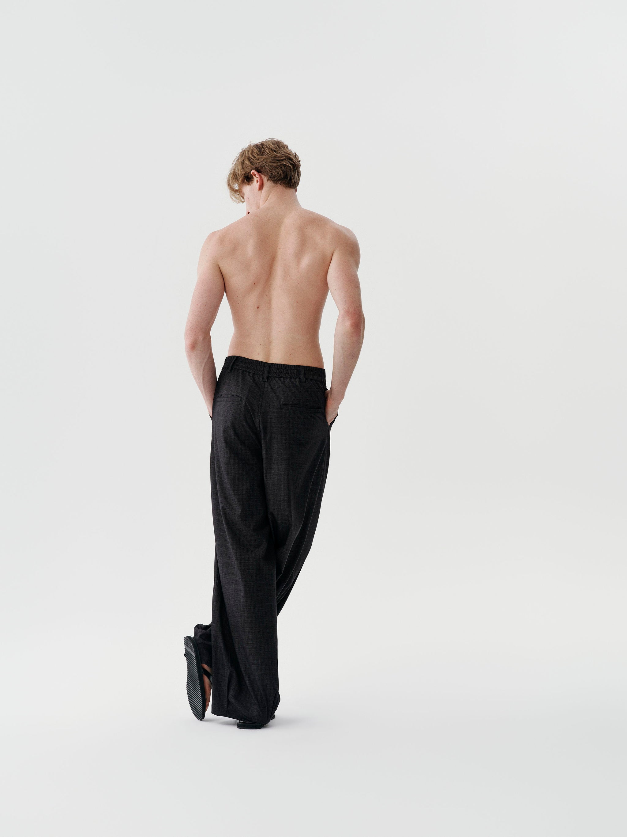 Calm Volume Trousers in Black Stripes