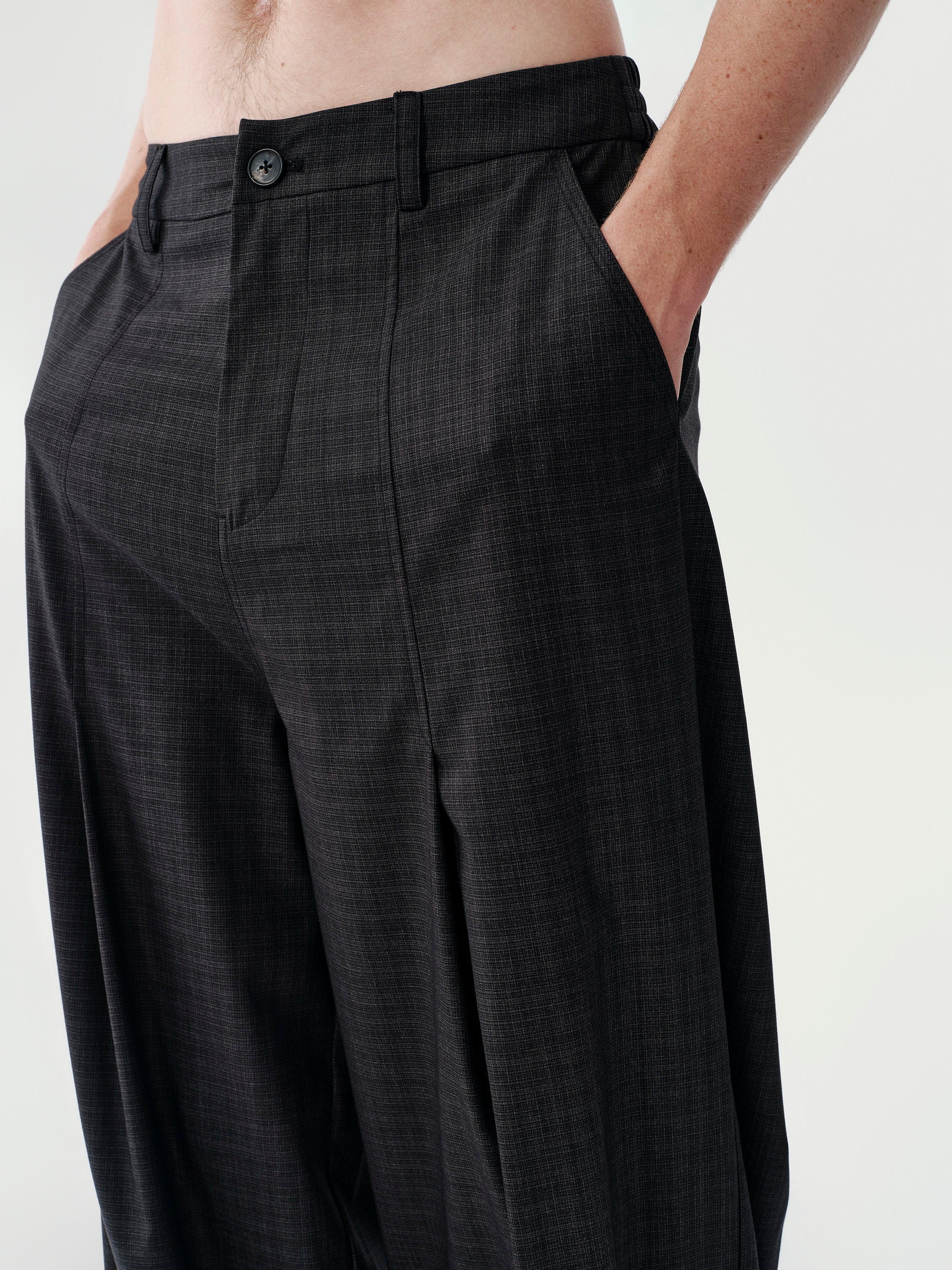 Calm Volume Trousers in Black Stripes