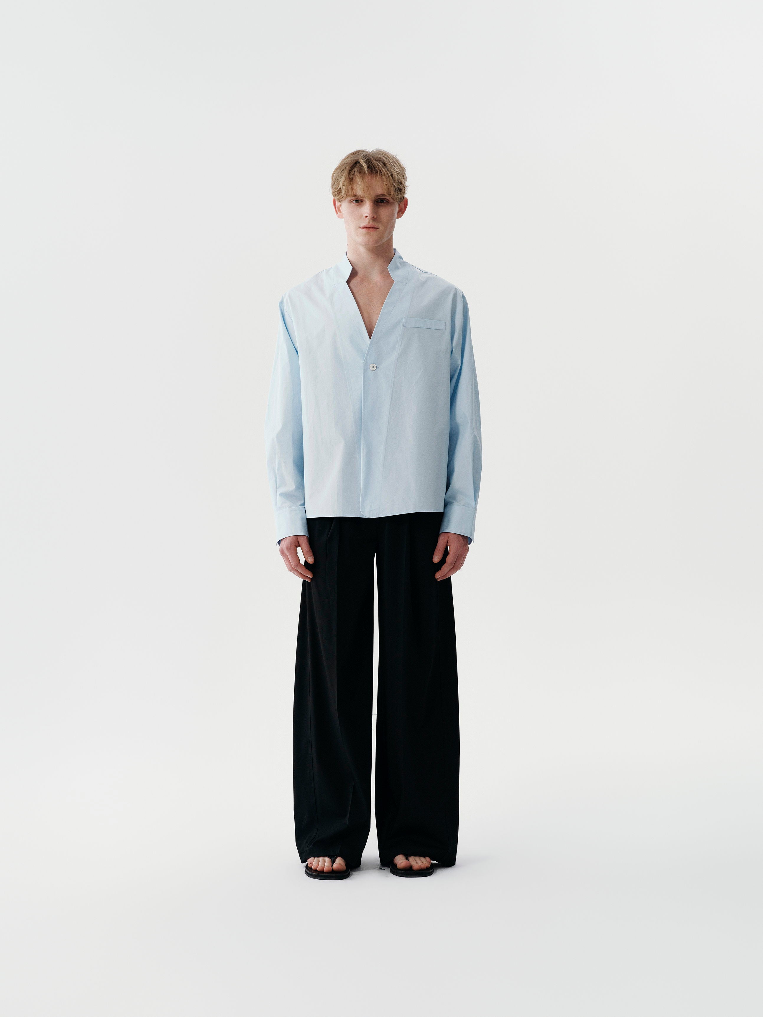 Cut Collar Shirt in Black