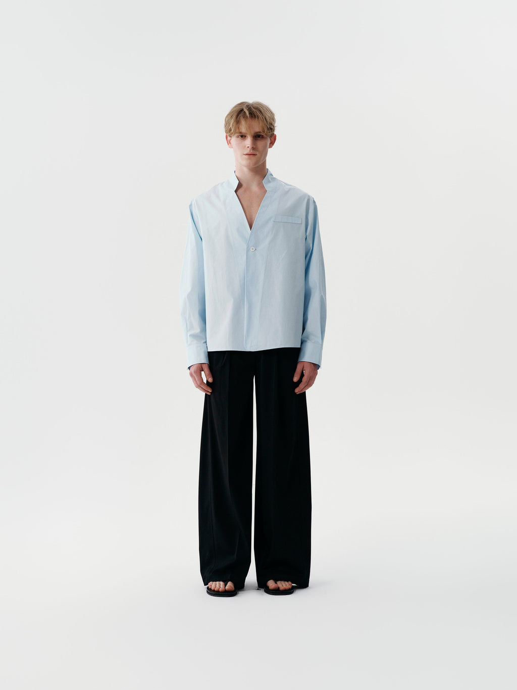 Cut Collar Shirt in Black