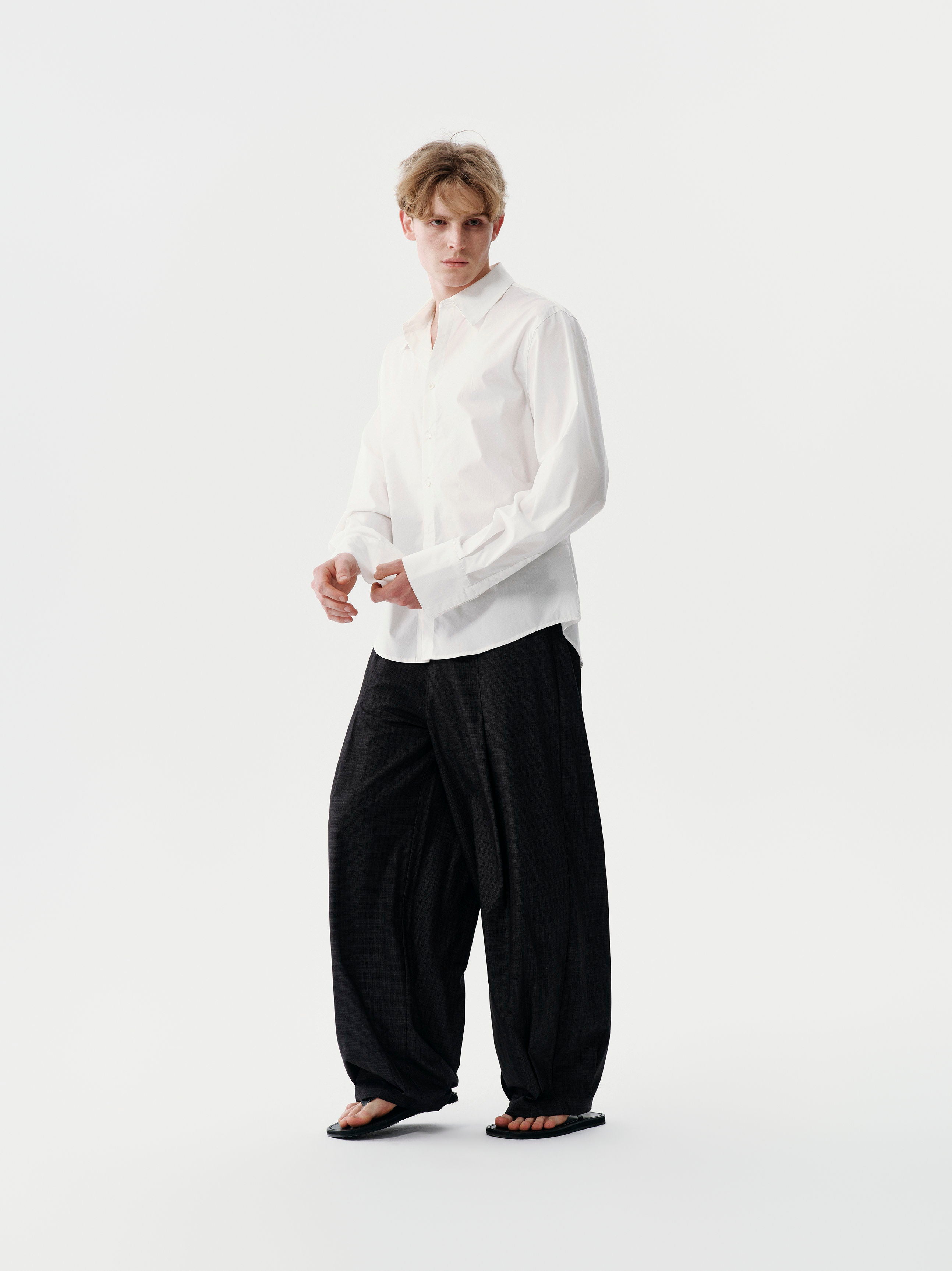 Calm Volume Trousers in Black Stripes