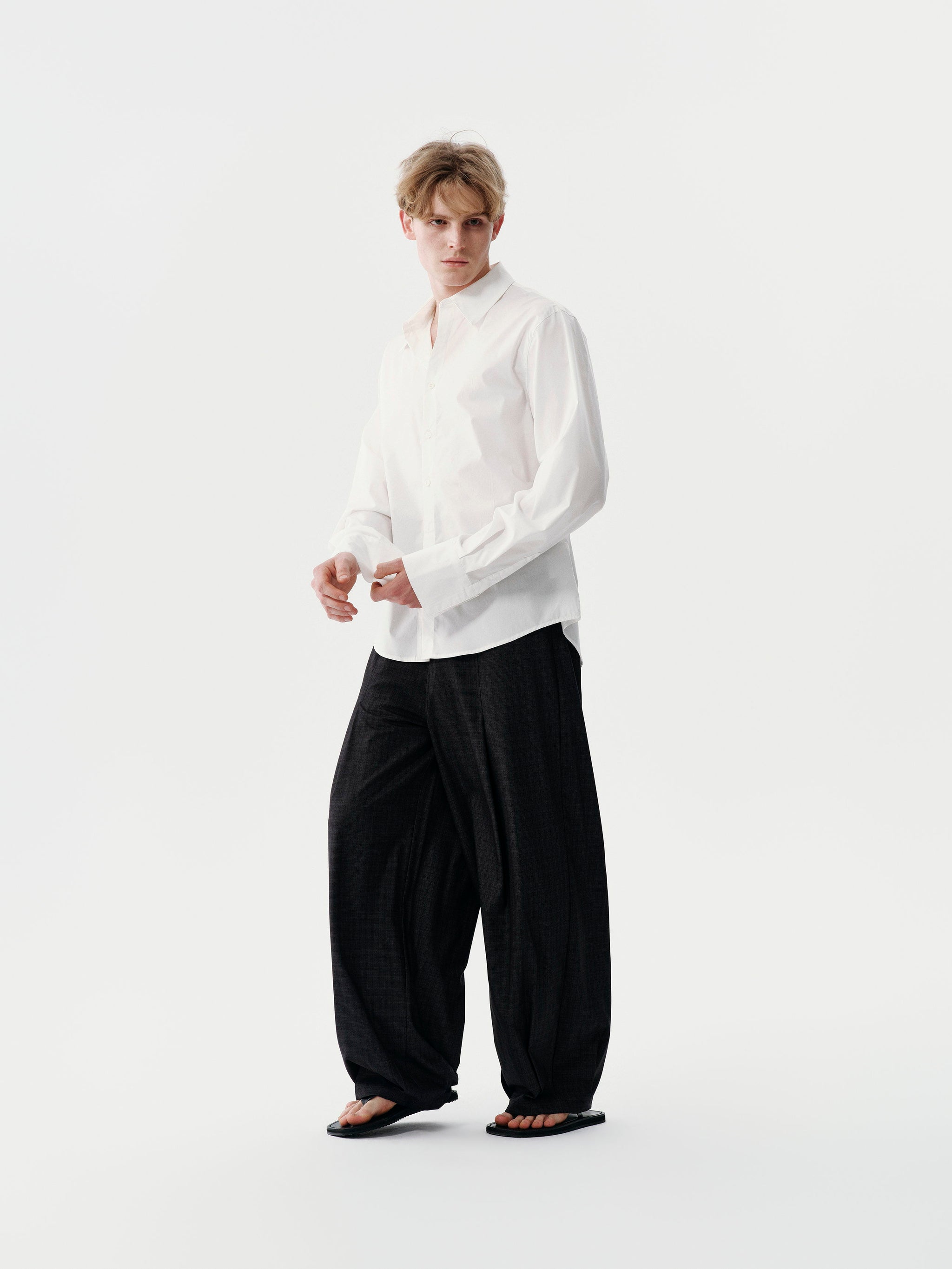 Calm Volume Trousers in Black Stripes